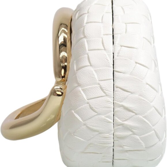 Women Woven PU Leather Clutch with Metal Handle Sized 7.5x4.1x3 for Formal or Ca - Picture 3 of 7